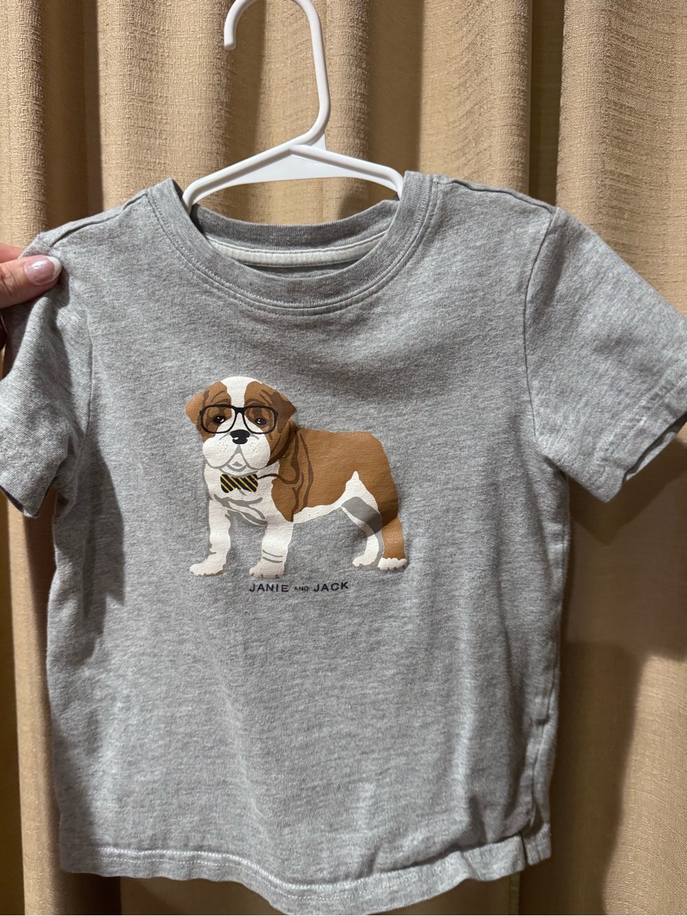 Janie and Jack Gray Bulldog Graphic Tee with Brown Accents
